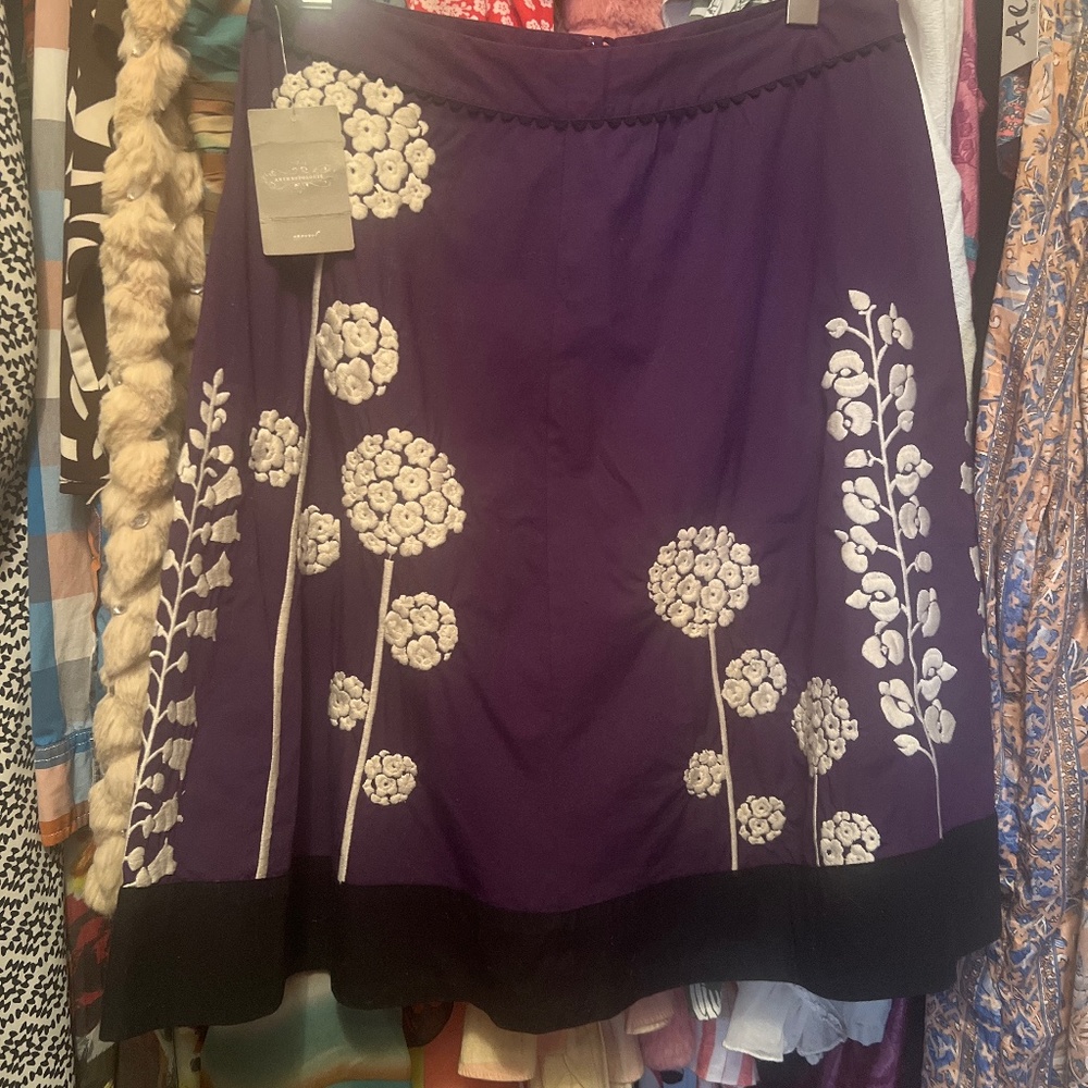 Raised flower embroidery Anthropologie Skirt